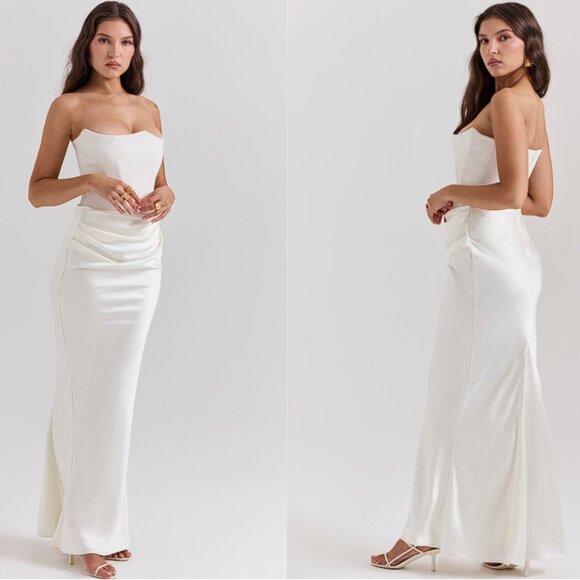 HOUSE OF CB 'Persephone' Ivory Strapless Corset Dress NWOT - Picture 4 of 10